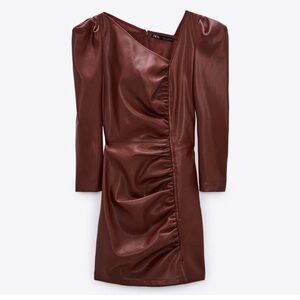 NWT ZARA Faux Leather Asymmetric Dress